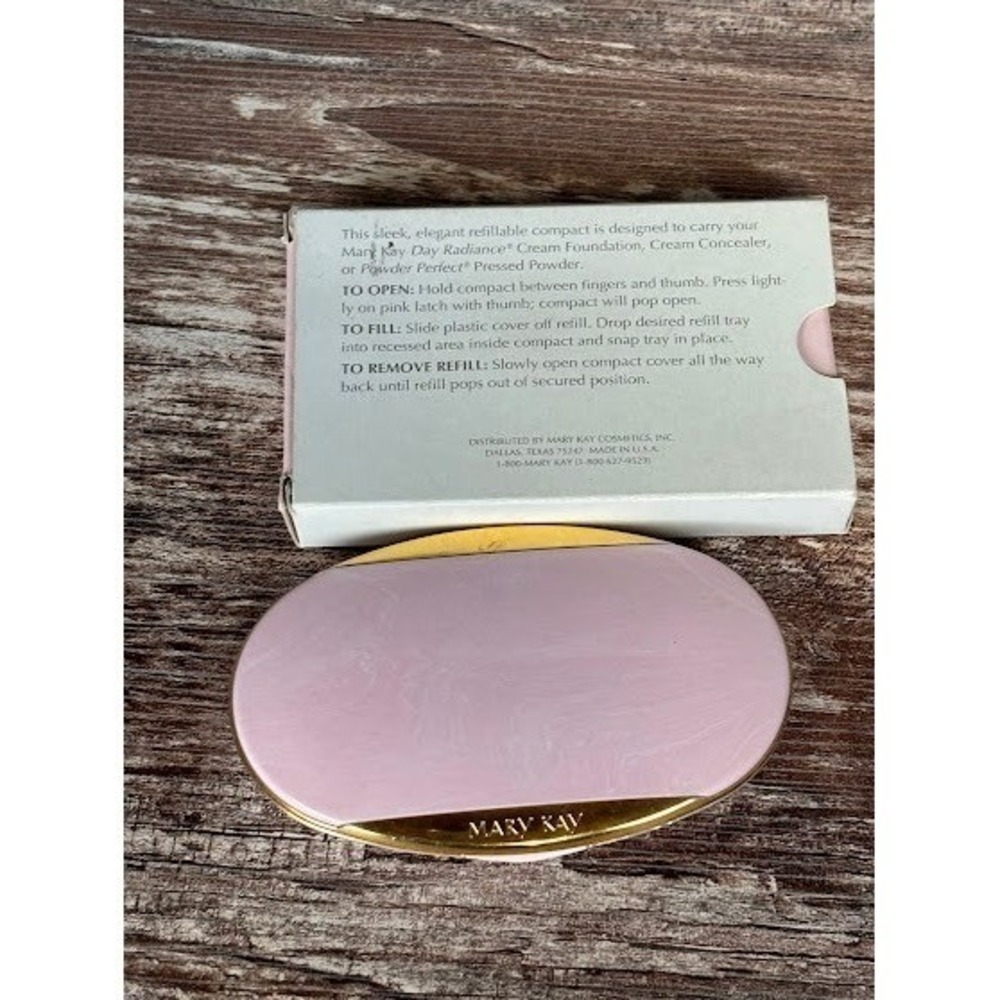 Mary Kay 4904 Pink Gold Oval Refillable‎ Makeup Compact Mirror